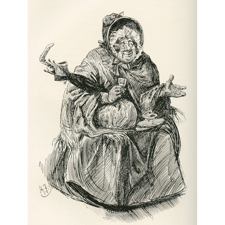 Mrs. Gamp. Illustration by Harry Furniss for the Charles Dickens novel Martin Image 2