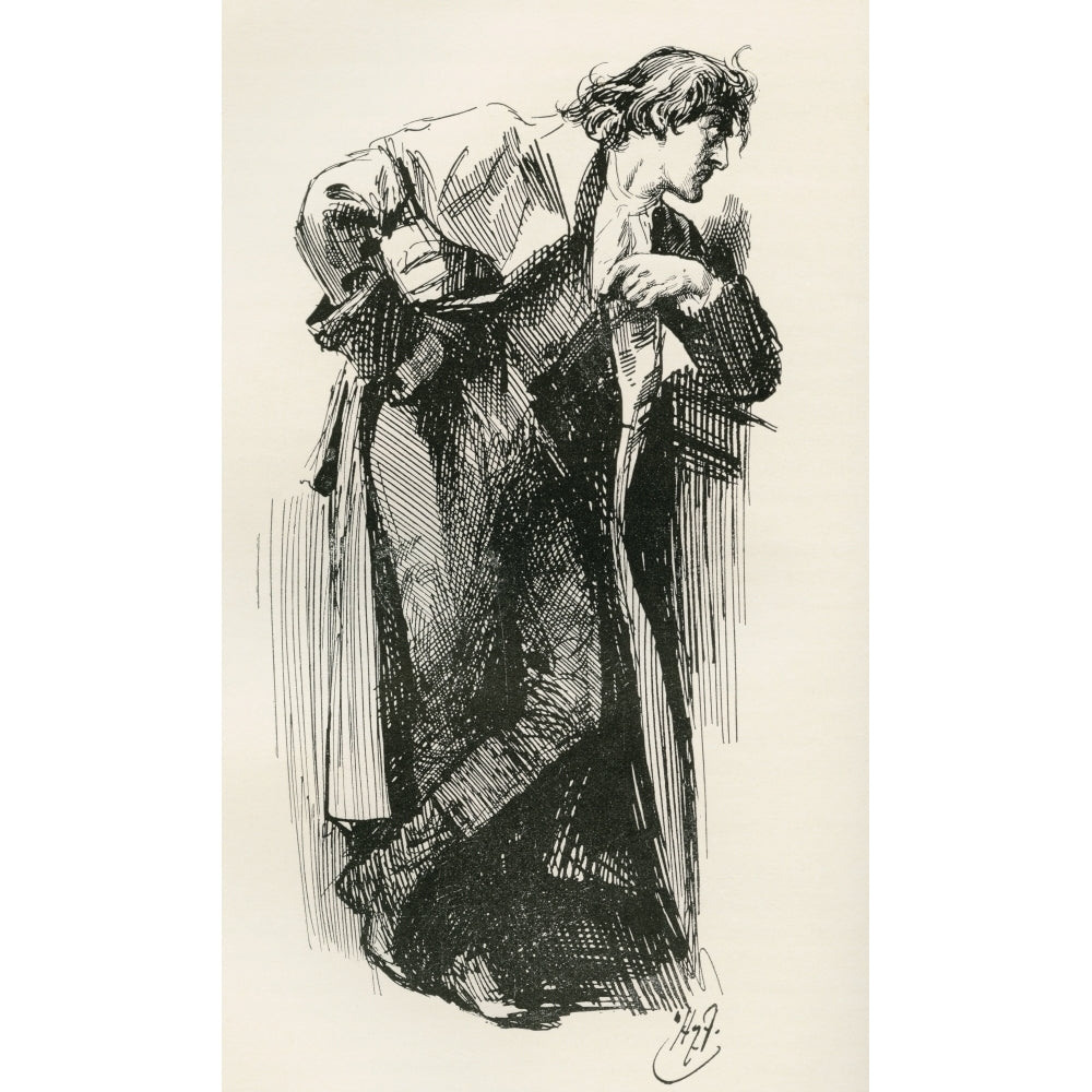 Sydney Carton Illustration by Harry Furniss for the Charles Dickens novel A Tale of Two Cities from The Testimonial Edi Image 1