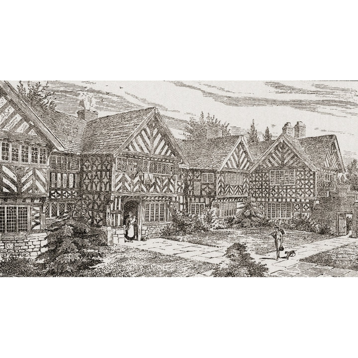 16th century Kenyon Peel Hall near Tyldesley Manchester England. From a contemporary print. Poster Print Image 1