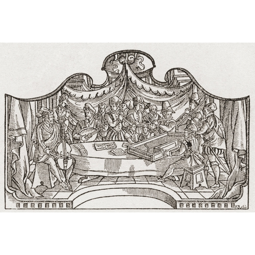 An orchestra from the Tudor period in England. From a contemporary print. Poster Print Image 2