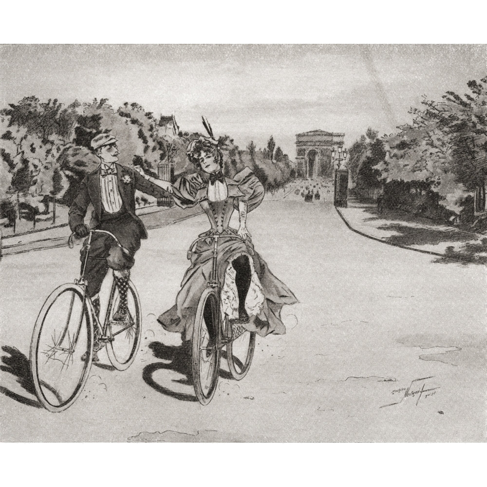 Cyclists on the way to the Bois du Boulogne Paris France in the 19th century. Image 2