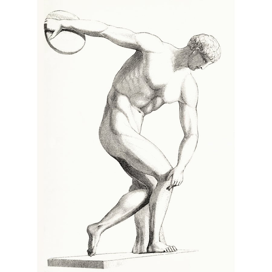 The Discobolus of Myron. Greek sculpture. From The National Encyclopaedia published c.1890. Poster Print Image 1