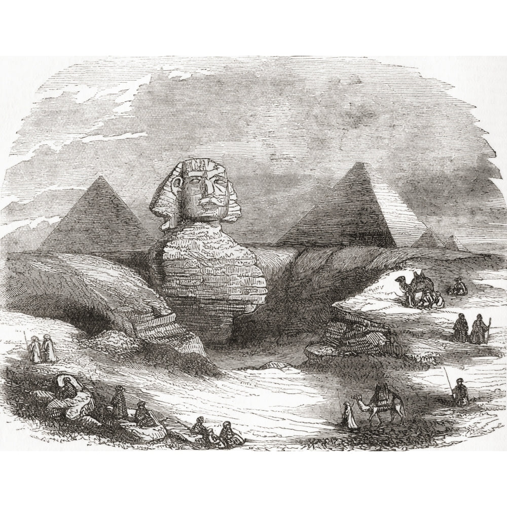 The Great Sphinx of Giza Egypt in the 19th century. From The National Encyclopaedia published c.1890. Print Image 1