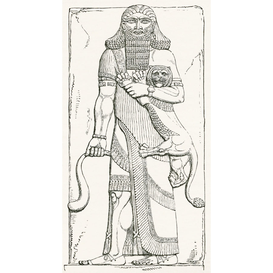 Nimrod king of Shinar from the Palace of Khorsabad. From The Imperial Bible Dictionary published 1889. Image 1