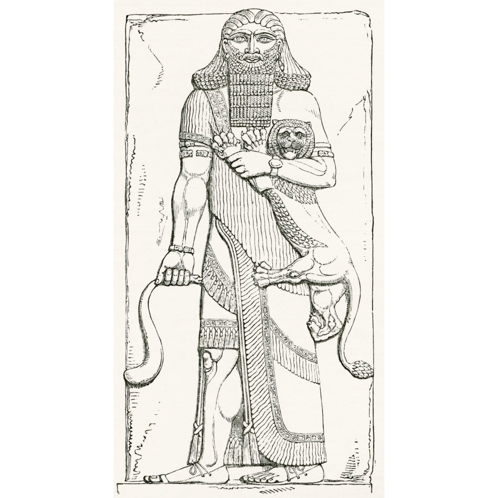 Nimrod king of Shinar from the Palace of Khorsabad. From The Imperial Bible Dictionary published 1889. Image 2