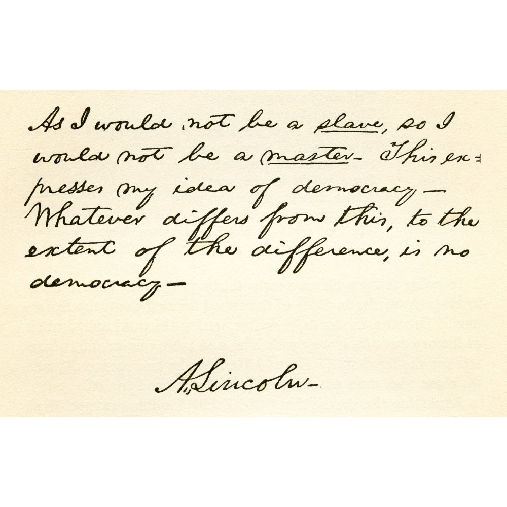 Handwriting and signature of Abraham Lincoln 1809 Poster Print Image 2