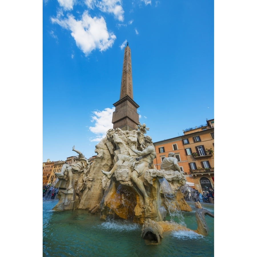 Obelisk fountain in Piazza Navona; Rome Italy Poster Print Image 1