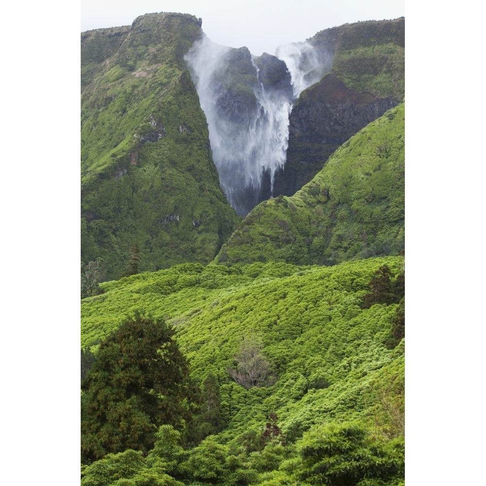 Waterfall on Flores Island; Acores Portugal Poster Print Image 1