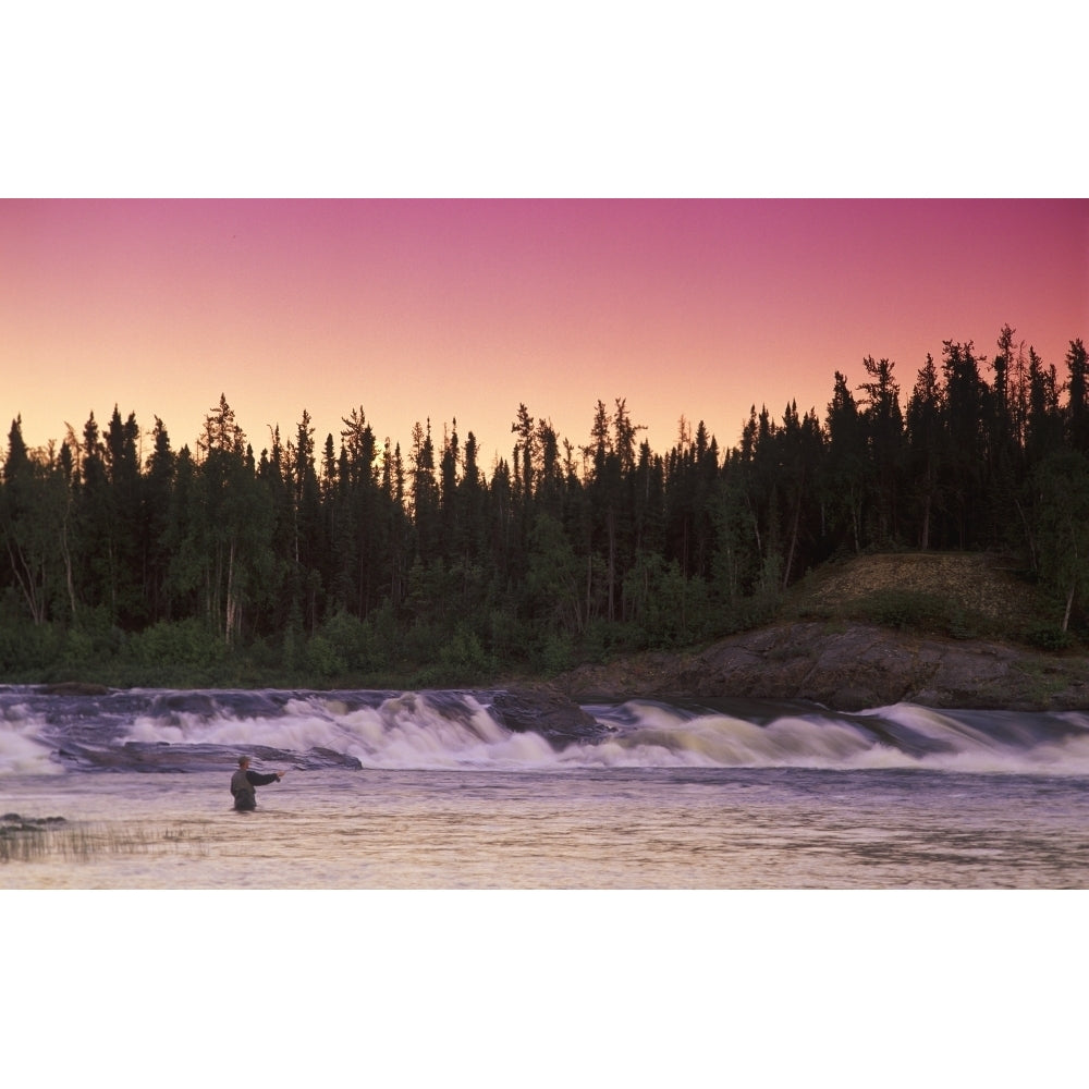 Man Fly-Fishing In River Poster Print Image 2