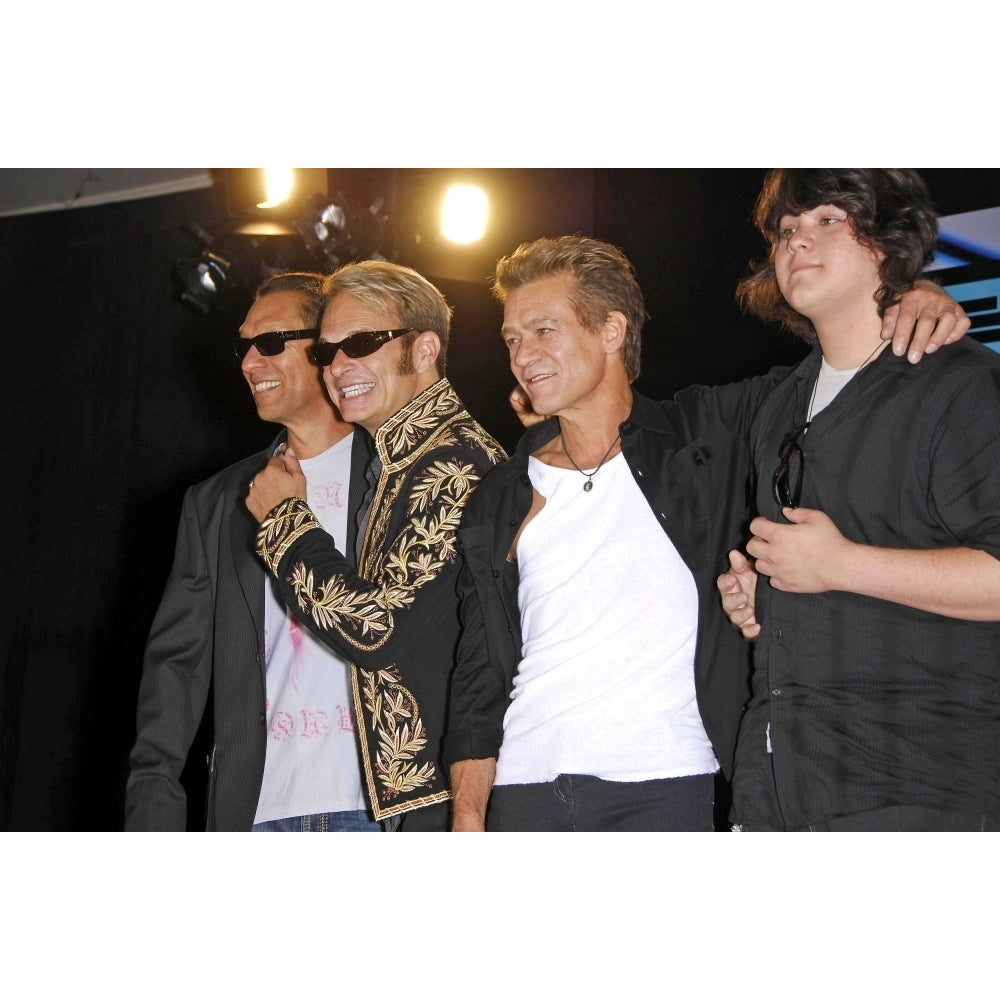 Alex Van Halen David Lee Roth Eddie Van Halen Wolfgang Van Halen At The Press Conference For Van Halen Concert Image 2