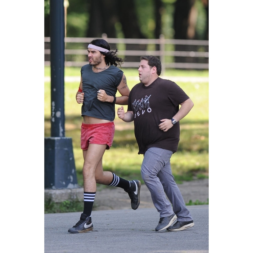 Russell Brand Jonah Hill On Location For Filming Of Get Him To The Greek Central Park York Ny July 30 2009. Image 2