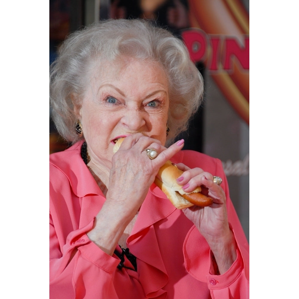 Betty White At A Public Appearance For Grand Opening Of Legendary PinkS Hot Dog Stand Universal Citywalk Los Angeles Image 1