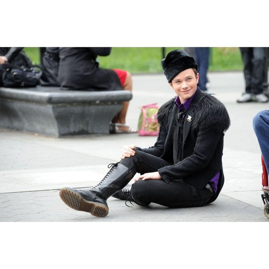 Chris Colfer On Location For Glee Season 2 Filming On Location In Washington Square Park West Village York Ny Image 1