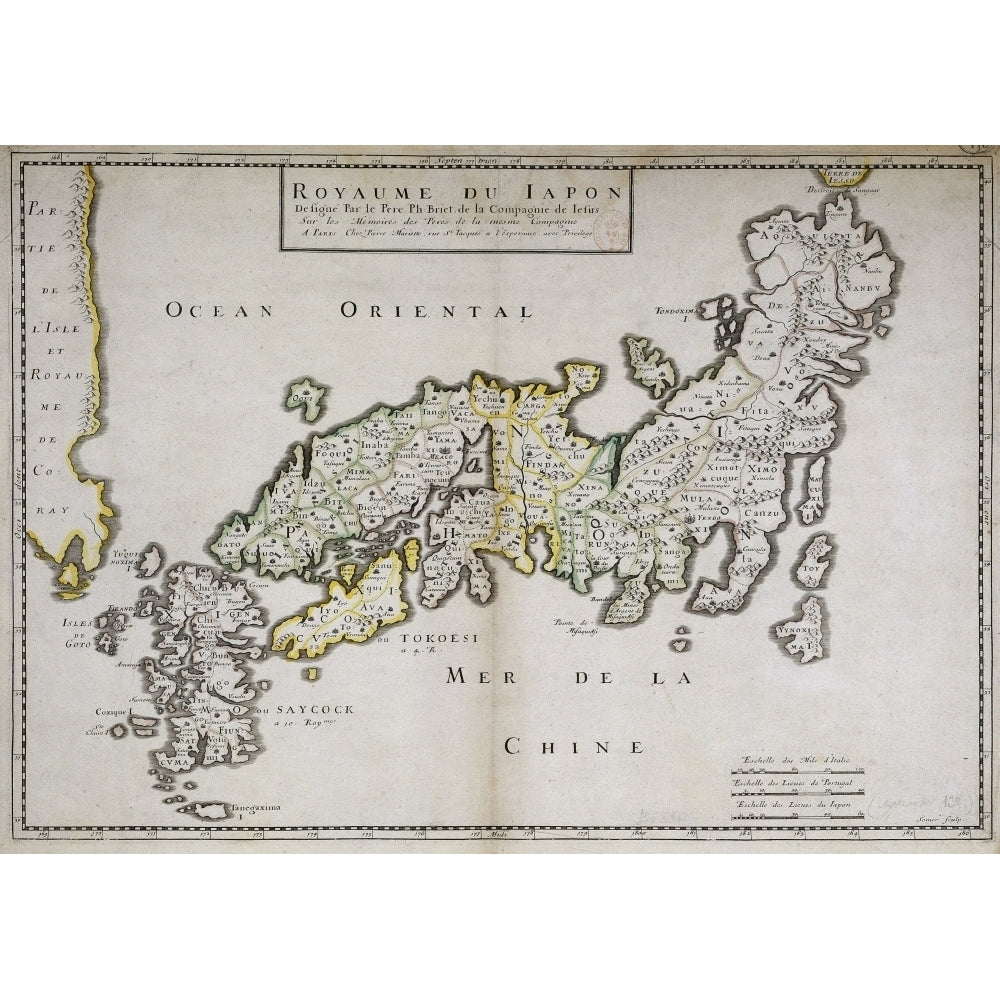 Map Of Japan By The Father Philippe Briet Poster Print Image 1