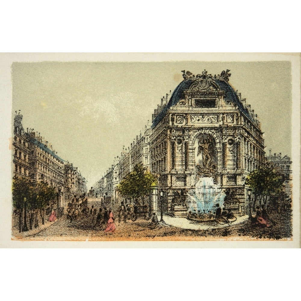 Gravure / Paris En 1874 : La Fontaine Saint Michel / Coll Poster Print Image 2