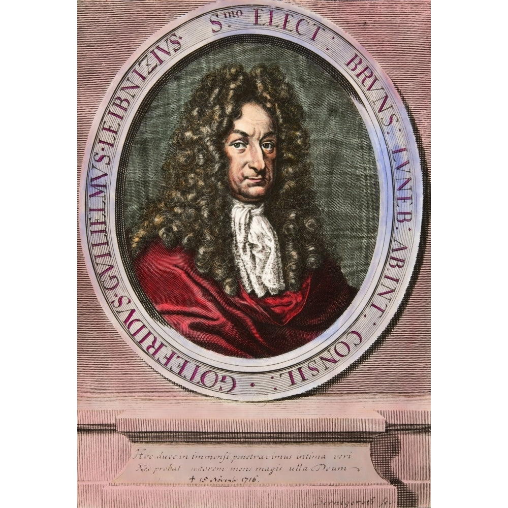 Portrait Of Gottfried Wilhelm Leibniz German Philosopher And Mathematician Poster Print Image 1