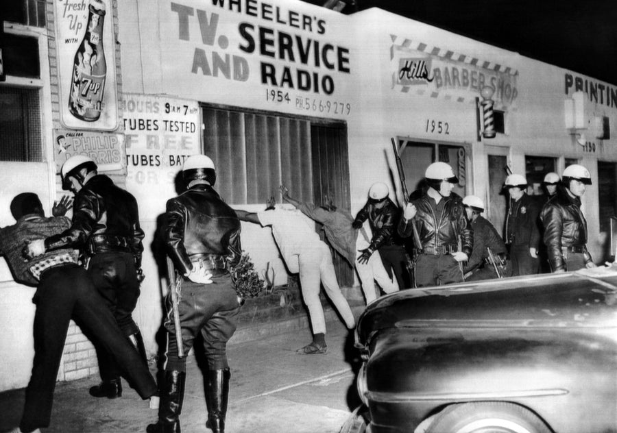 March 1966 Watts Riot. Police Search African American Youths In Watts During The Second Race Riot In Eight Months. Two Image 1