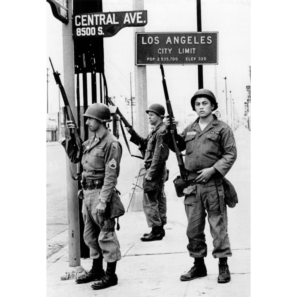 National Guardsmen At A Los Angeles City Limits. As The 1965 Watts Riots Subsided History Image 1