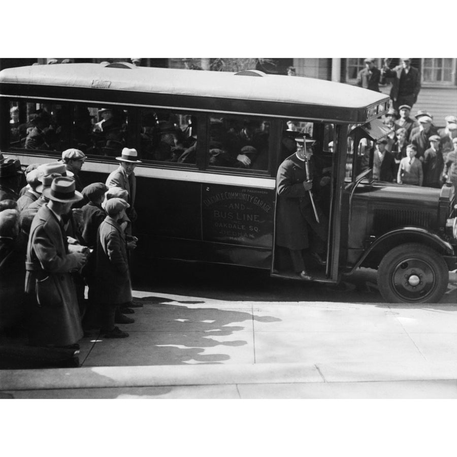 Sacco And Vanzetti Taken To Court On A Bus Of The Oakdale Community Garage And Busline. An Armed Officer Stands In The Image 1