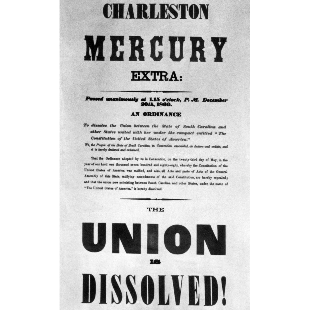 Charleston Mercury Newspaper Edition Announcing Announcing The Dissolving Of The Union History Image 2