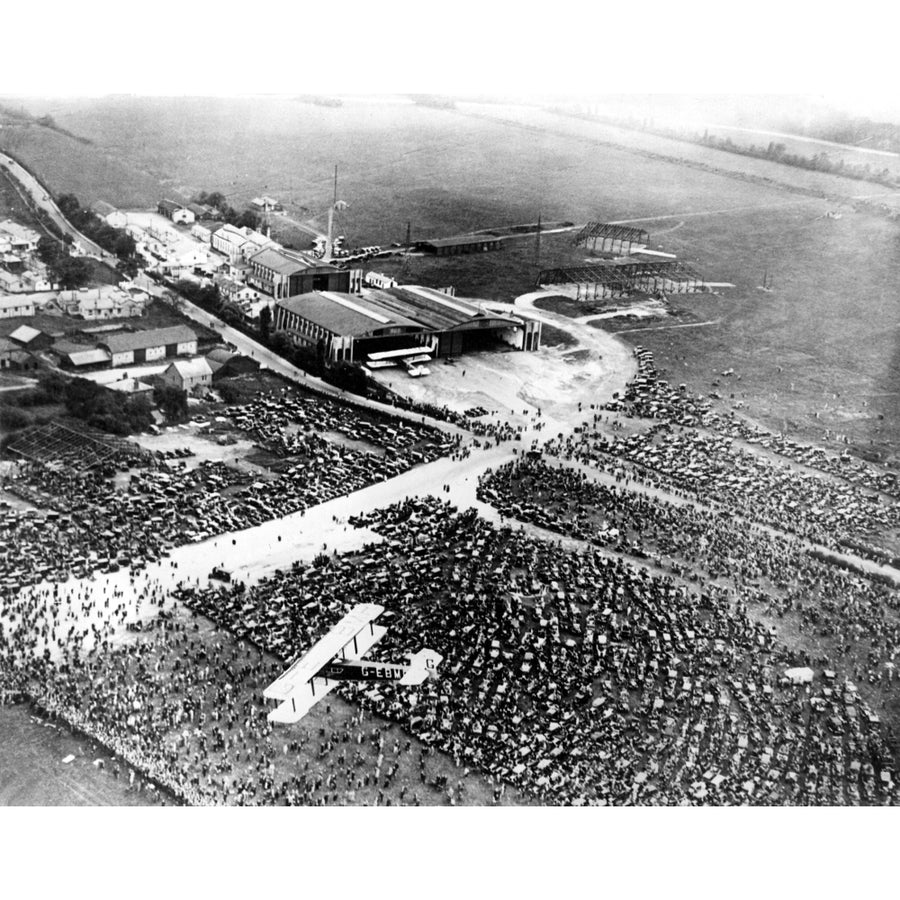 A View From The Air Of The Huge Crowds Gathered At The Croyden Airdrome To Greet Captain Charles A. Lindbergh When He Image 1