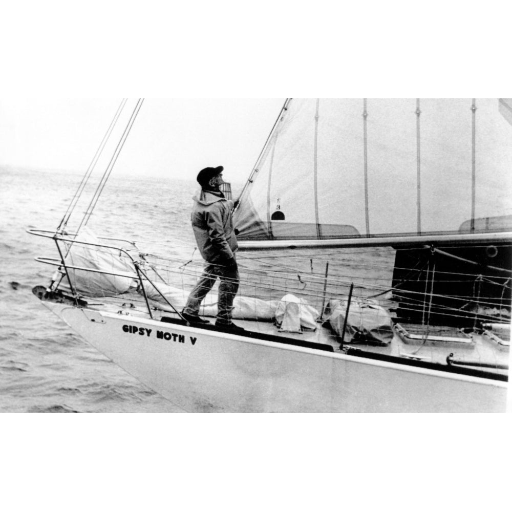 Sir Francis Chichester-The Yachtsman Making Last-Minute Checks On The Sails Of The Gypsy Moth As He Attempts To Set A Image 2