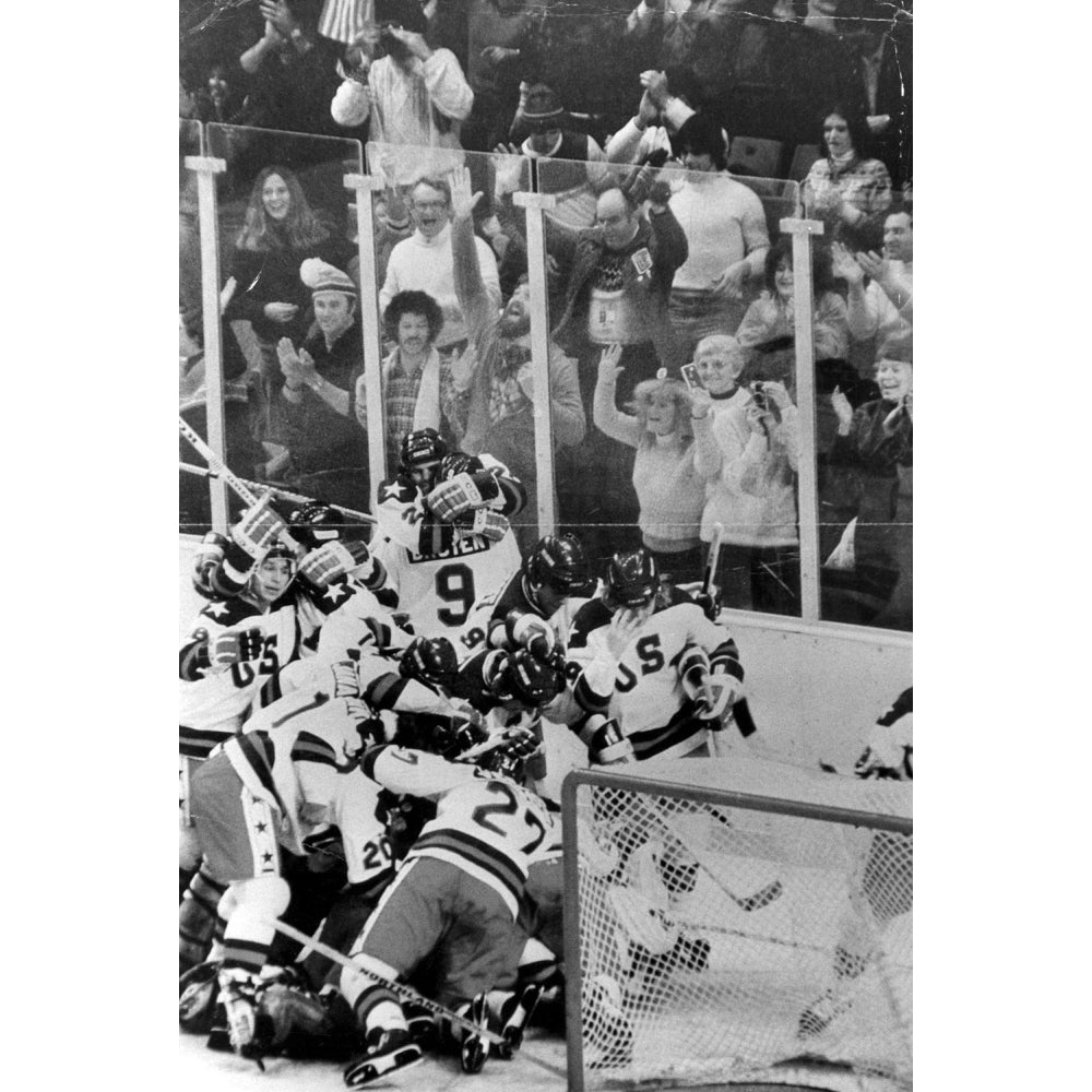 Olympic Games-U.S. Olympic Hockey Team Celebrates Its 4 To 3 Victory Ofver The U.S.S.R Olympic Hockey Team. 1980. Image 2