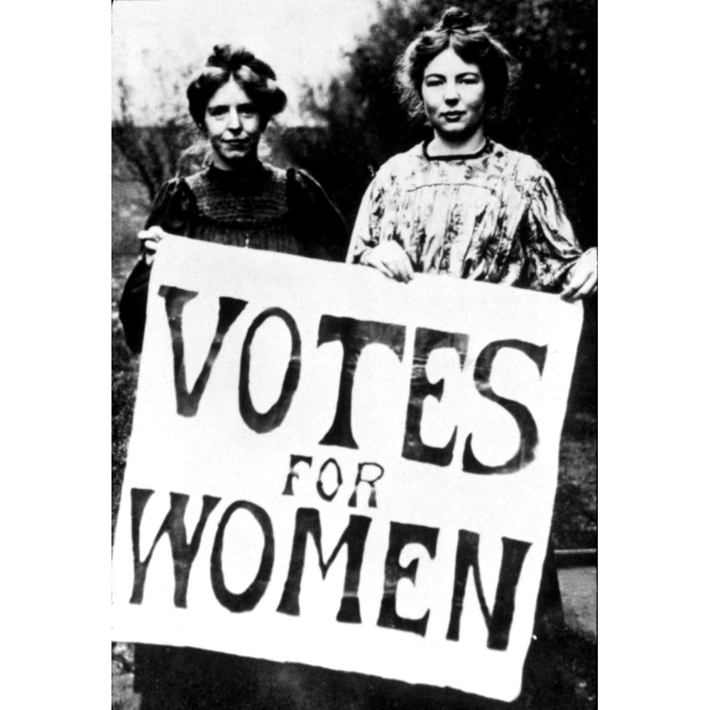 Suffragettes At Turn Of The Last Century Holding Votes For Women Picket Sign History Image 2