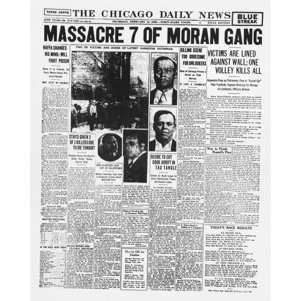 The St. ValentineS Day Massacre. The Chicago Daily News Front Page Reporting Al CaponeS Retaliation Against A Rival Image 1