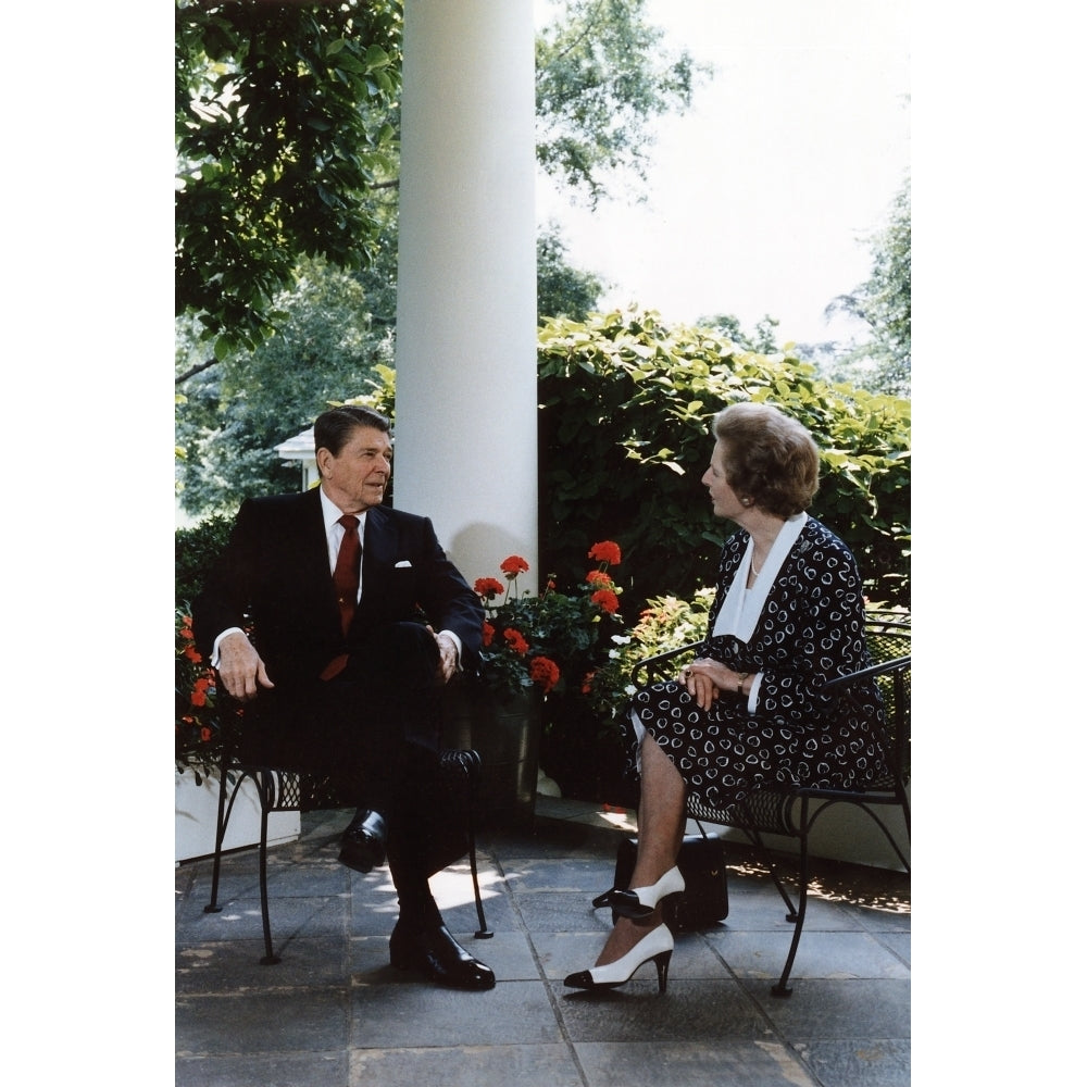 Ronald Reagan. President Reagan And Prime Minister Thatcher Talking On The Patio Outside Of The Oval Office. The White Image 2