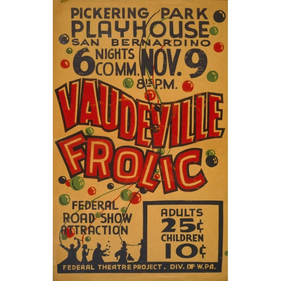 Poster Showing Revelers At A Party And Announcing A Vaudeville Revue History Image 1