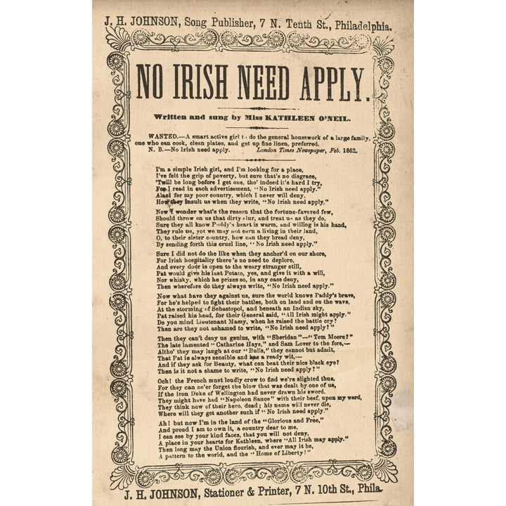 Anti-Irish. No Irish Need Apply History Image 1