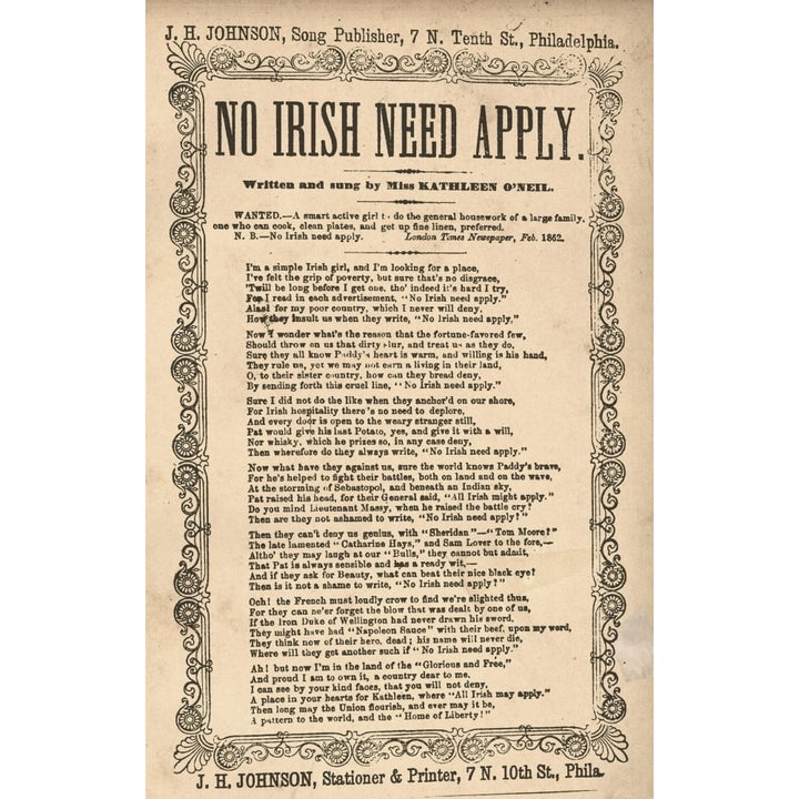 Anti-Irish. No Irish Need Apply History Image 1