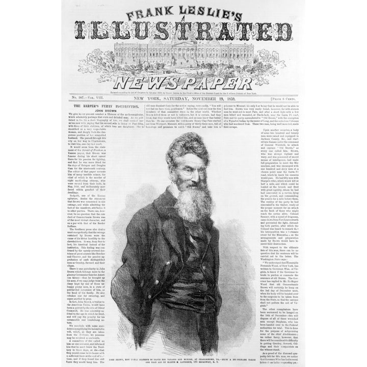 John Brown. Front Page Of Frank LeslieS Illustrated Newspaper With Picture Of John Brown History Image 1