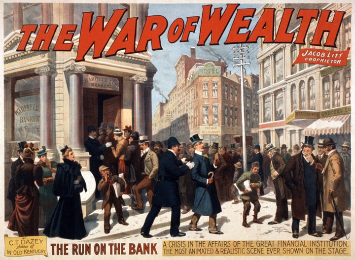 The War Of Wealth. A Bank Run Depicted In The Broadway Melodrama Was Inspired By The Panic Of 1893. Color Lithograph Image 1