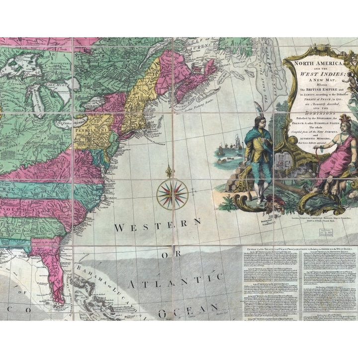 Map Showing The 13 British Colonies After The 1763 Peace Of Paris. Hand-Colored Engraving By Carington Bowles Ca. 1774 Image 2