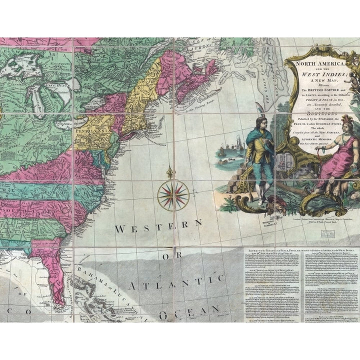 Map Showing The 13 British Colonies After The 1763 Peace Of Paris. Hand-Colored Engraving By Carington Bowles Ca. 1774 Image 1