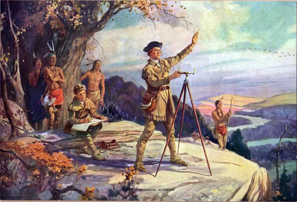 George Washington As A Young Surveyor. 19Th Century Painting History Image 1