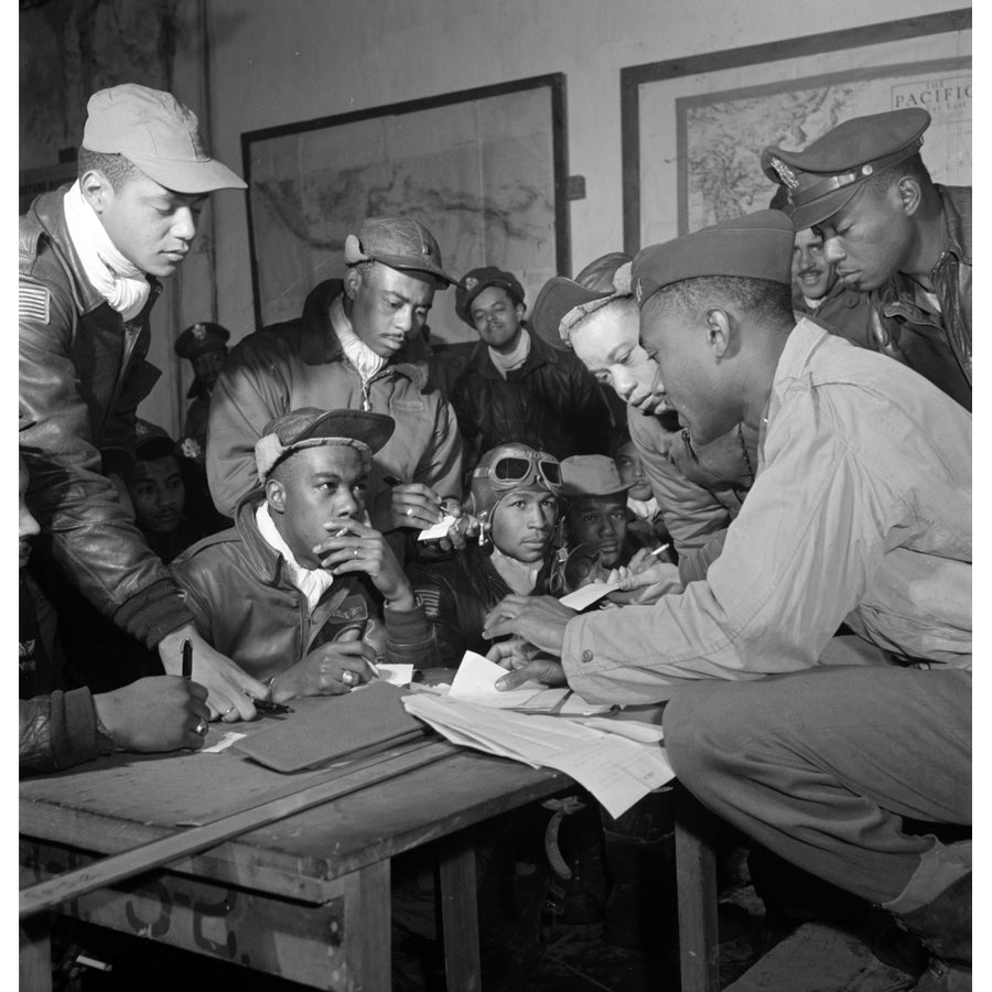 Preflight Briefing Of Several Tuskegee Airmen At Ramitelli History Image 1