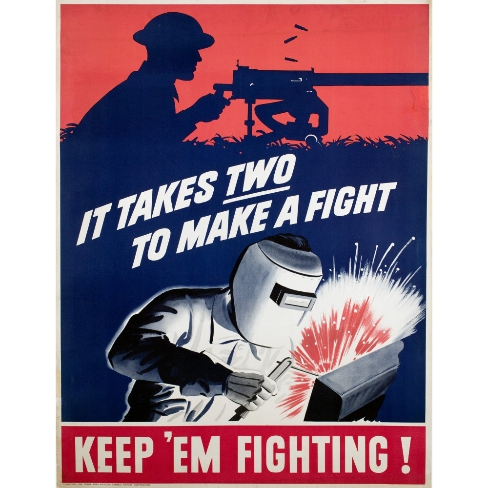 World War Ii Propaganda Posters. Promotion Of Mechanics And Behind-The-Lines Workers. Text Reads It Takes To To Make A Image 2