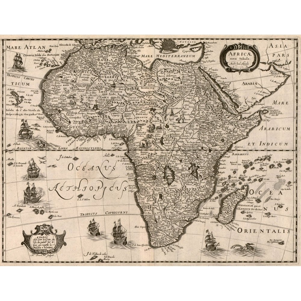 1640 Map Of Africa Showing Geographic And Cultural Places History Image 2