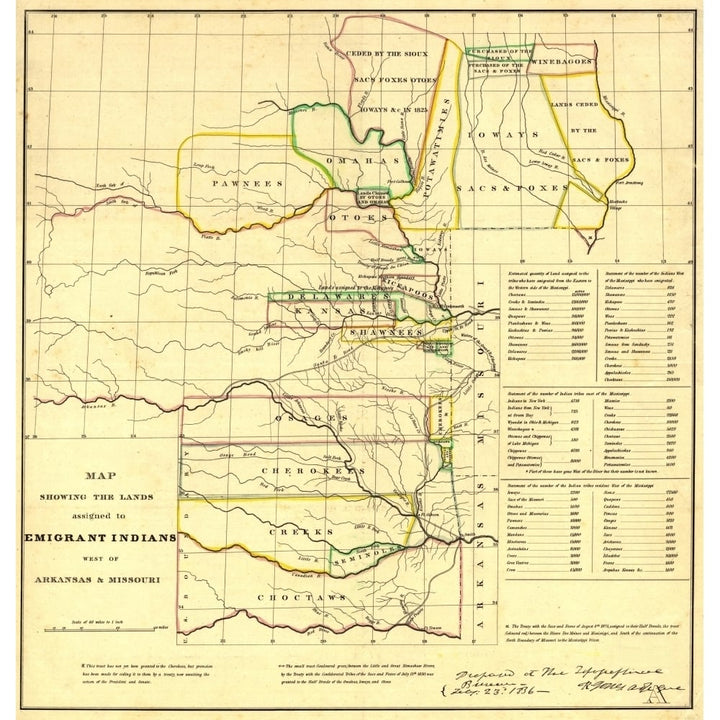 1836 Map Showing The Indian Territories Assigned To Displaced Eastern Indians Tribes Cherokees History Image 1