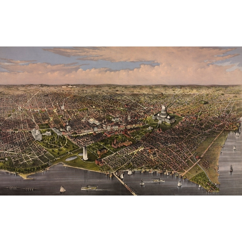 1880 Panoramic View Of Washington D.C. From The Potomac History Image 1