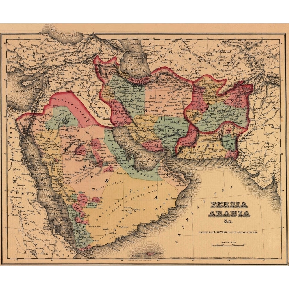 1855 Map Clearly Shows The Political And Cultural Geography Of The Middle East. The Ottoman And Persian Empires Boundary Image 2