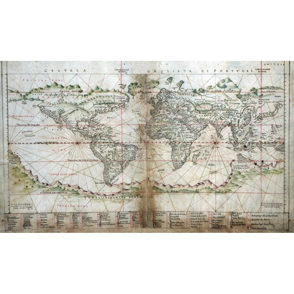 1630 Portuguese Map Of The World. Southern Continents History Image 2