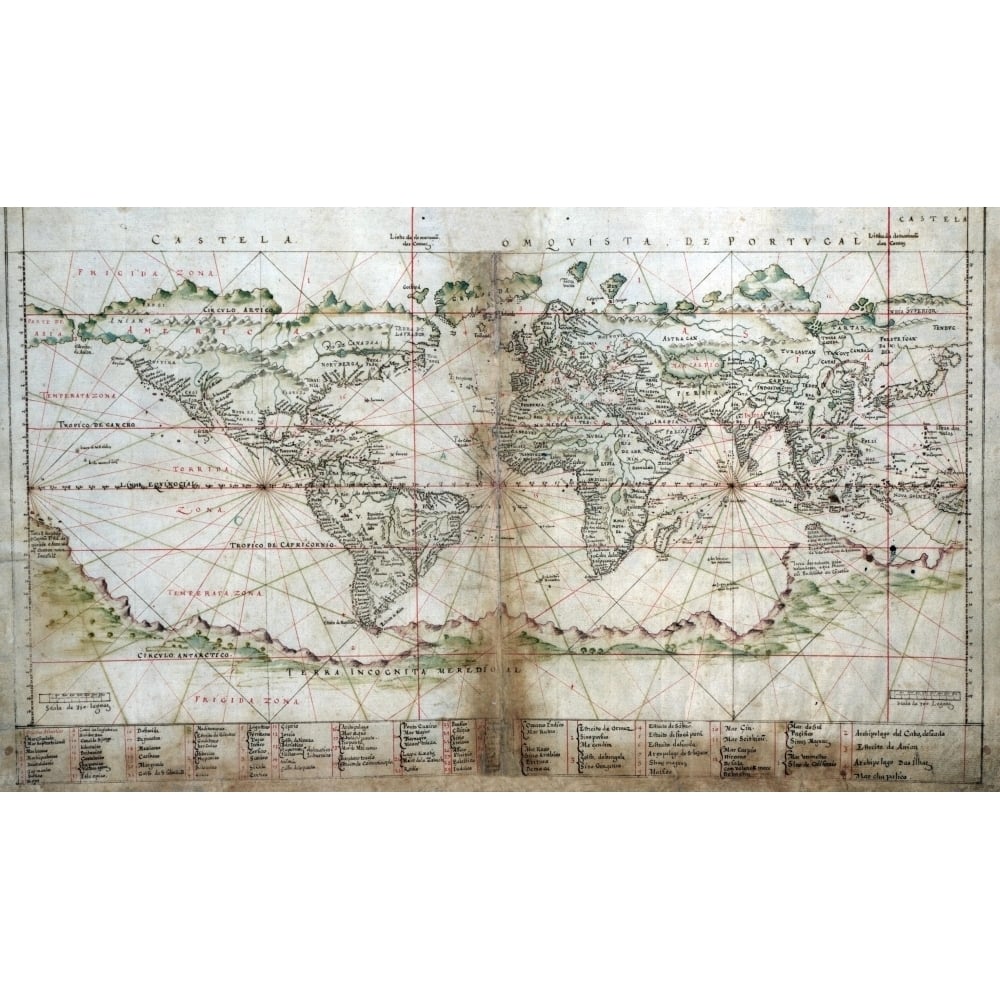 1630 Portuguese Map Of The World. Southern Continents History Image 1