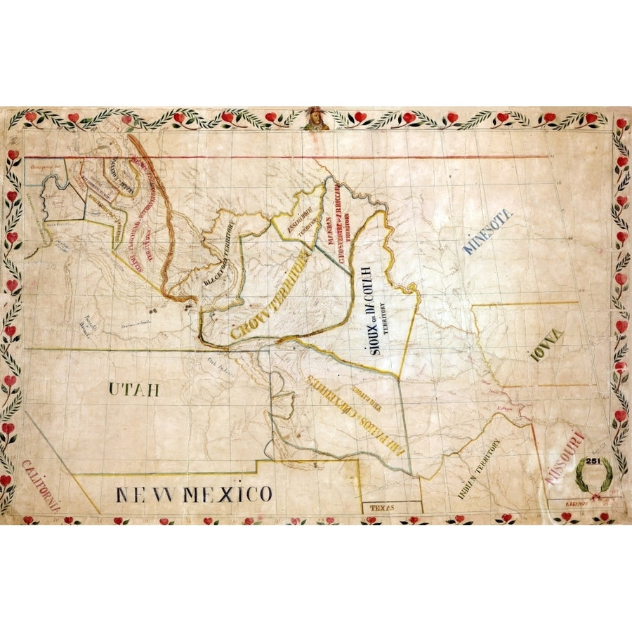 1851 Map Of The Upper Great Plains And Rocky Mountains Region Shows Territories Of Various North American Indian Tribes. Image 1