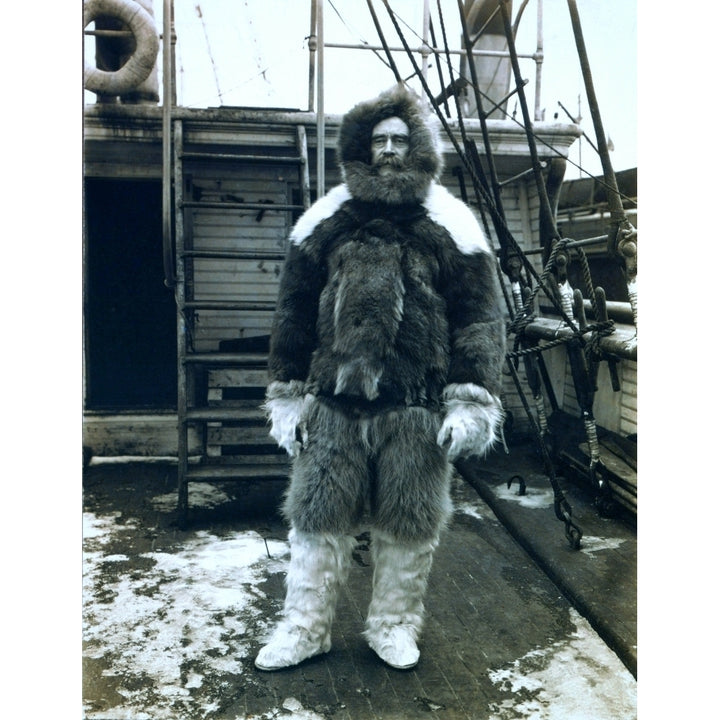 Robert E. Peary Arctic Explorer Wearing faux Clothing On The Deck Of His Ship History Image 2