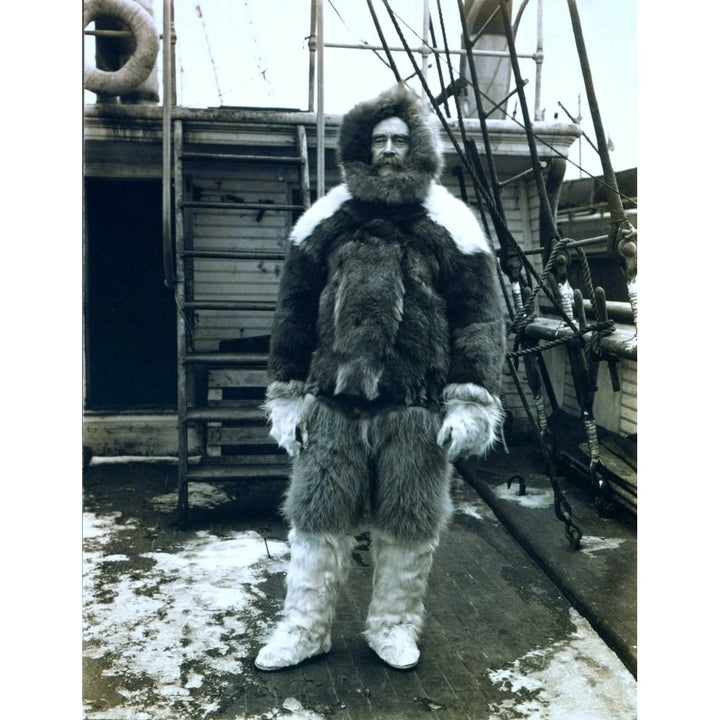 Robert E. Peary Arctic Explorer Wearing faux Clothing On The Deck Of His Ship History Image 1