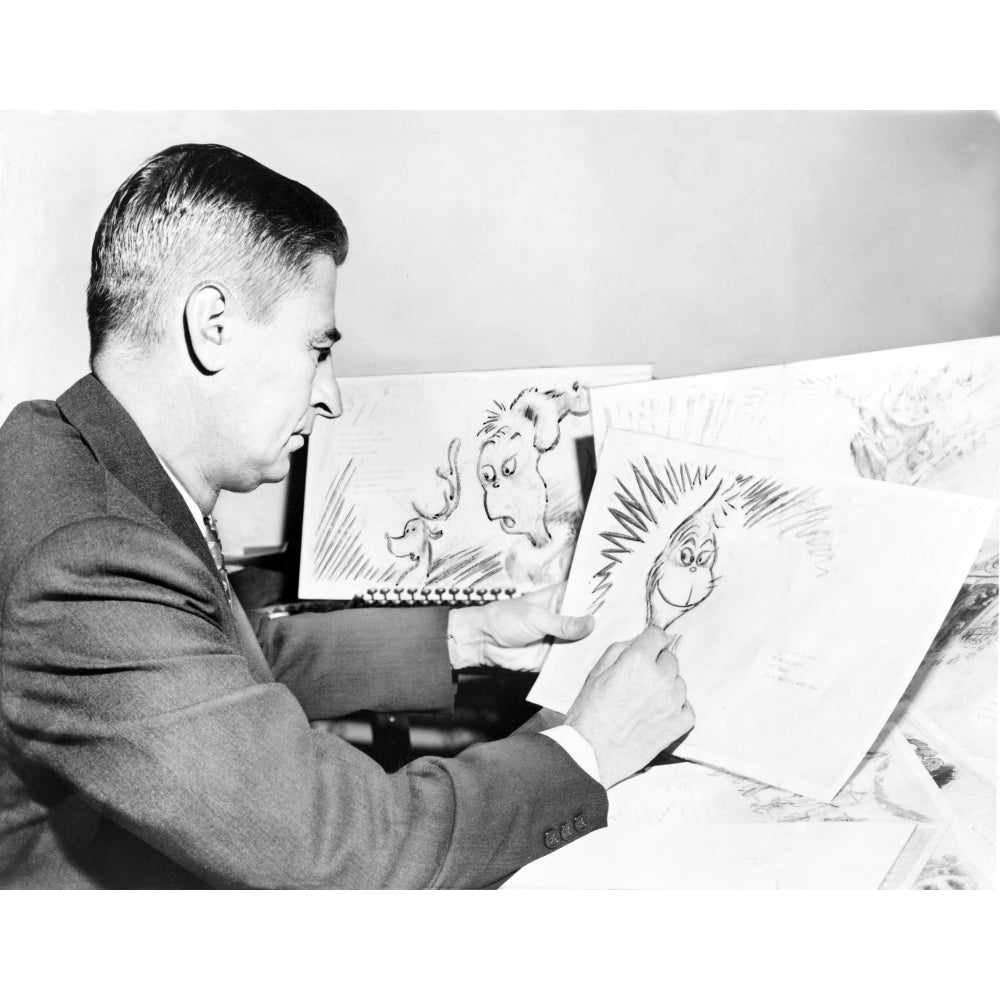 Ted Geisel At Work On A Drawing Of The Grinch History Image 2